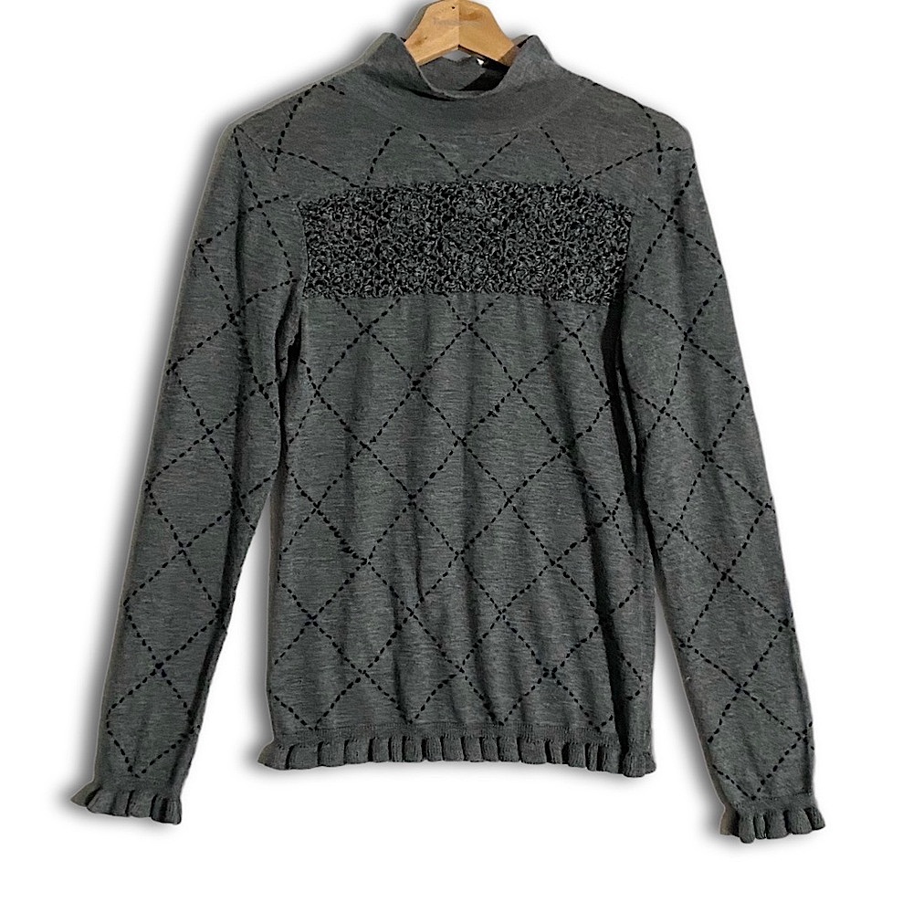 Nick & Mo | Anthropologie Wool-Blend Crochet Lace Chest Sweater